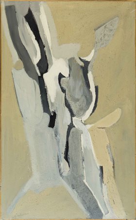 BENGT LINDSTROM Abstraction sable 1958 olio su tela cm 130 x 80 firmato in...