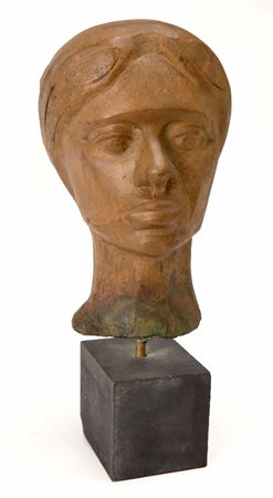 UMBERTO MASTROIANNI Volto femminile (ritratto) scultura in bronzo cm 32 x 23...