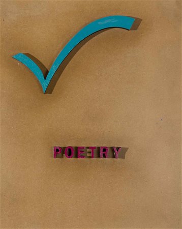 PIERRE GARNIER Poetry 1997 acrilico e flatting su legno inciso cm 50,5 x 40...