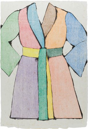 JIM DINE The Woodcut bathrobe 1975 xilografia colorata cm.91 x 62 esemplare...