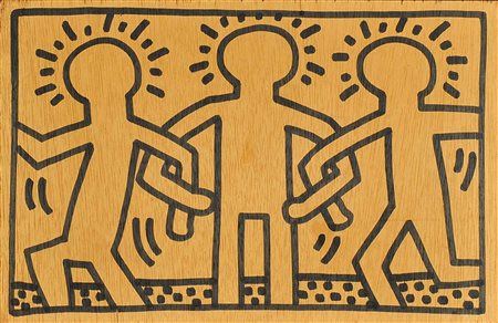 KEITH HARING Senza titolo 1983 pennarello su tavola cm 21,5 x 33,5 firmato e...