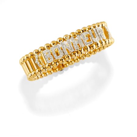 Bracciale in oro bicolore 18K e diamanti taglio huit-huit