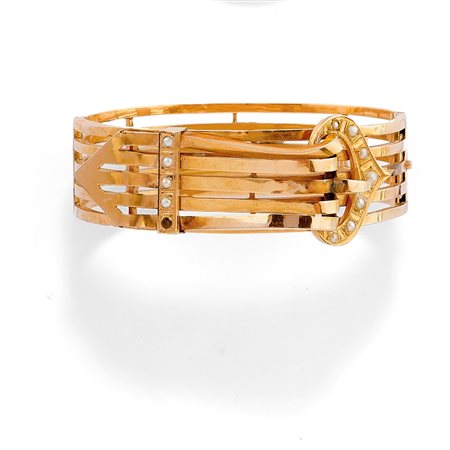 Bracciale in oro giallo 18K e microperle