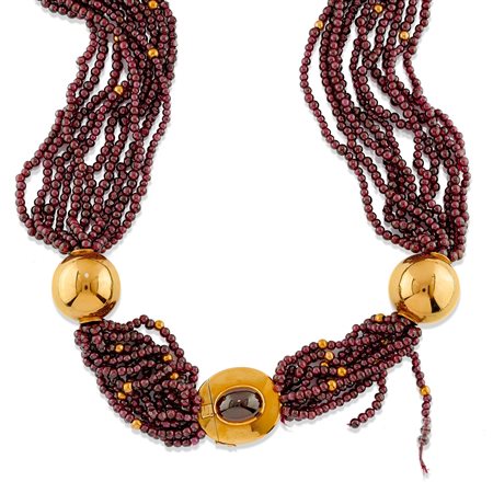 Collana in oro giallo 18K e granati