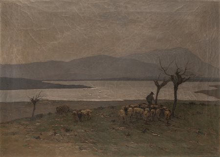 Giovanni Lomi "Lago di Varese. Pascolo" 
olio su tela (cm 50x70)
Firmato in bass