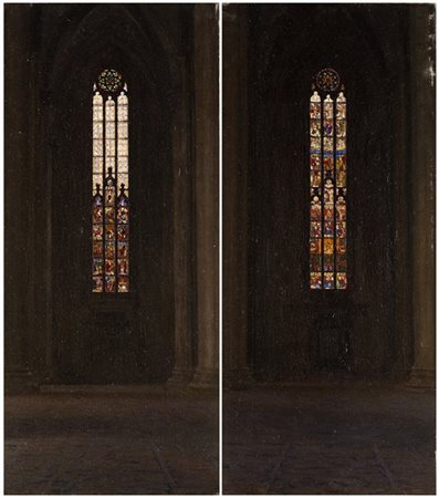 Giorgio Belloni "Trittico del Duomo 2" 
due dipinti ad olio su tela (cm 70x31) r