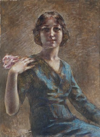 Luigi Conconi "La rosa" 
olio su tela (cm 81x60)
Firmato in basso a sinistra
In