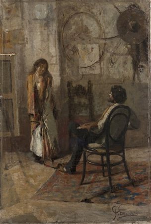 Giovanni Battista Todeschini "Il pittore e la modella" 
olio su tela (cm 76x51,5