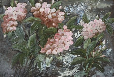 Pompeo Mariani "Ortensie" 1888 circa
olio e pastelli su cartone (cm 47,5x68,5)
T