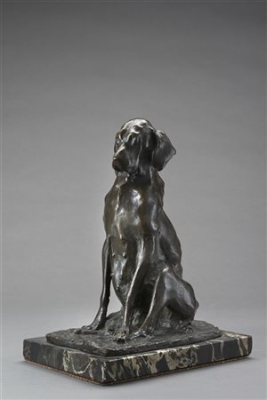 Paolo Troubetzkoy "Cane a riposo" 
scultura in bronzo (h cm 24) poggiante su bas