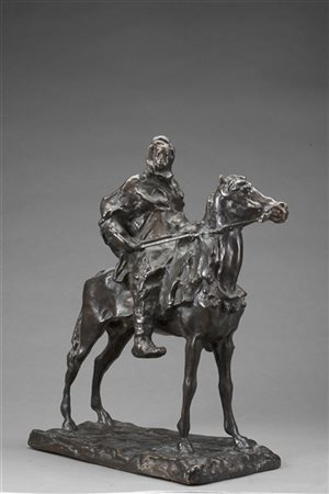 Paolo Troubetzkoy "Cavaliere berbero e stallone arabo" 
scultura in bronzo (h cm