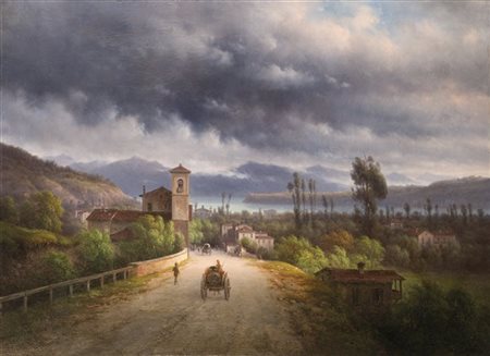 Giovanni Renica "Verso il Lago d'Iseo" 
olio su tela (cm 66x90)
Firmato in basso