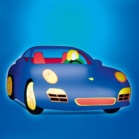 Marco Lodola Dorno 1955 60x109x12 cm. "Porsche", light box luminosa in...