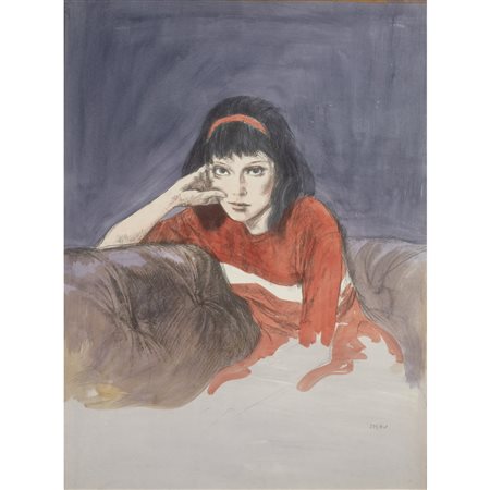 Alberto Sughi Cesena 1928 - Bologna 2012 80x60 cm. "Figura femminile", 1983,...