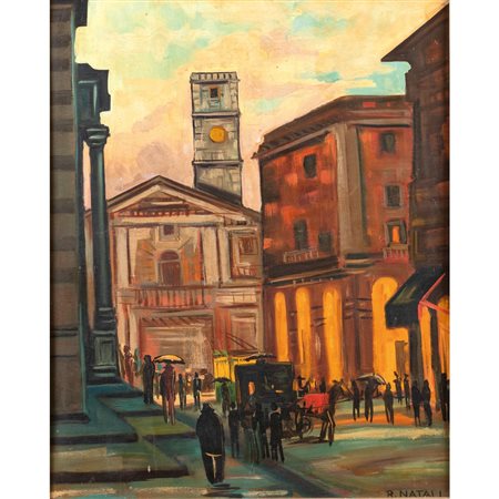 Renato Natali Livorno 1883 - 1979 70x56 cm. "Firenze", olio su tavola,...