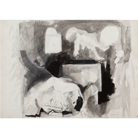 Ugo Attardi Genova 1923 - Roma 2006 50x70 cm. "Non avrà il bambino", 1961,...