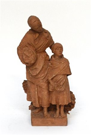 Manifattura dell'Italia meridionale. Gruppo in terracotta raffigurante due cont