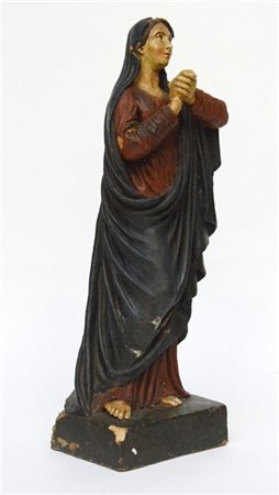 Arte dell'inizio del secolo XIX "Madonna in preghiera" scultura in cotto policr