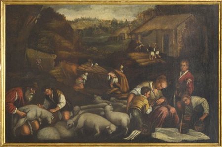 Ignoto, da Jacopo Bassano "Estate" antico dipinto ad olio su tela (cm 76x116) I