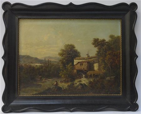 Antonio Rose "Il mulino" 81, olio su tela (cm 47.5x63) Firmato e datato in basso