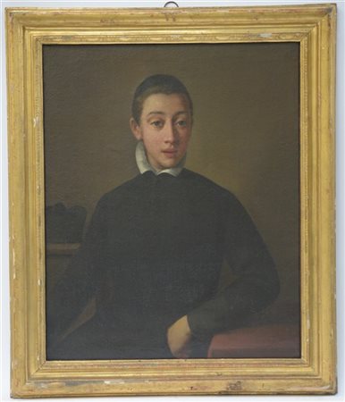 Scuola lombarda del secolo XVIII "Ritratto di giovane chierico" olio su tela (c