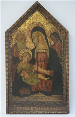 Ignoto "Madonna con Bambino e Santi" olio su tavola a fondo oro (101x52,5) (dif