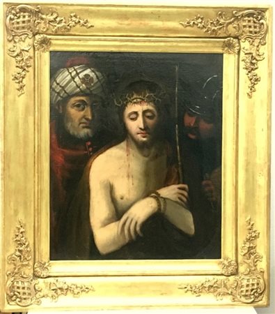 Scuola della fine del secolo XVII "Ecce Homo" olio su tela (cm 48x41) In cornic