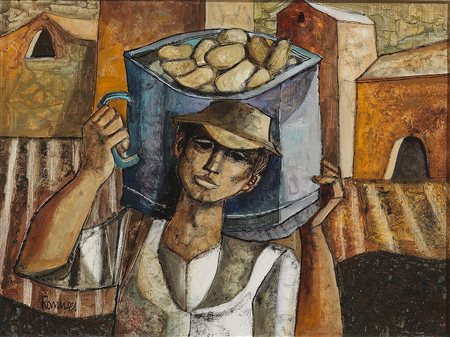 RANUCCI LUCIO (Perledo (CO) 1925) - "La raccolta delle patate" 1989, 30x40...
