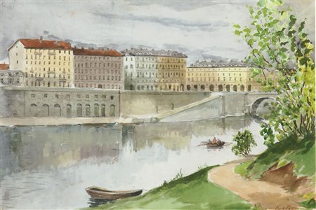 FURLETTI SEVERINO (Torino 1886 – 1970) - "Veduta dei Murazzi di Torino",...