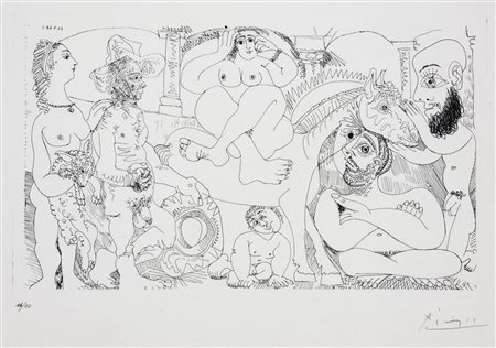 PICASSO PABLO (E 1881 - 1973 F) - "Figure" 1968, 29,6x51,5 acquaforte (foglio...