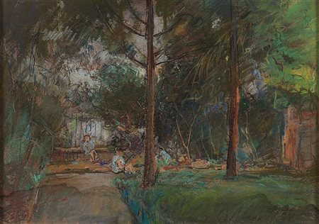 CASCIARO GIUSEPPE (Ortelle (LE) 1863 - 1945 Napoli) - "Ai giardini" 14 luglio...