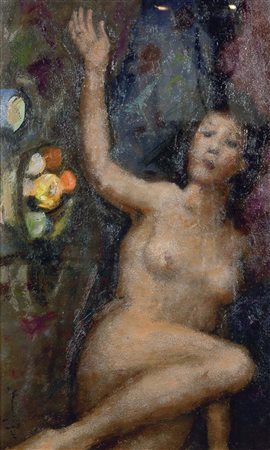 ZOLLA VENANZIO (GB 1880 - 1961 Torino) - "Nudo", 35x50 olio su cartone. Opera...