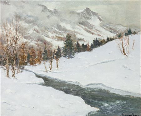 CERIOLI FRANCESCO (Torino 1930) - "Neve in Val Ferret", 50x60 olio su...