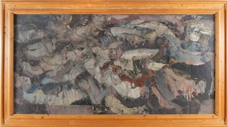 LEONE PANCALDI “Organismi”, 1957. Olio su tela. Cm 90x180. Opera firmata e...