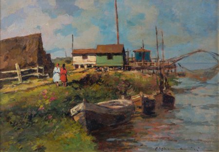 CARLO DOMENICI (Livorno 1897 – Portoferraio 1981) “Paesaggio”. Olio su...