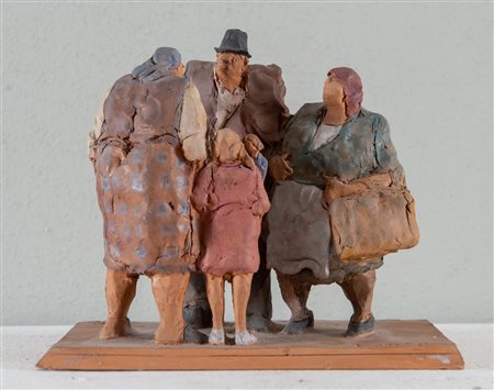 BRUNO RIGHINI (XX sec.) “Le chiacchiere”, 1981. Scultura in terracotta...