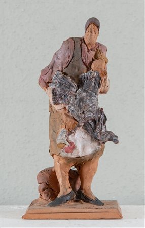 BRUNO RIGHINI (XX sec.) “Figura”. Scultura in terracotta policroma. Cm...