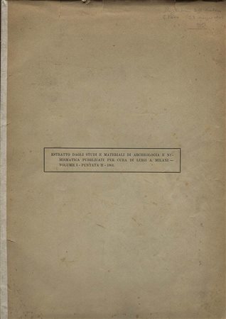 KARO  G. -  Le oreficerie di Vetulonia. Roma, 1901. Pp. 49, tavv. 4, + 45 ill. nel testo. ril. ed. sciupata, buono stato, importante lavoro.