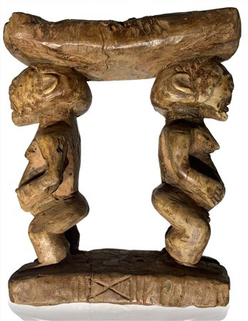 Antico poggianuca in legno kakwa, Uganda, XIX/XX secolo, cm 19x17x7.