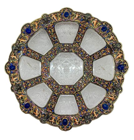 Piatto in argento e cristallo di rocca Lebenhardt Rudolfo (Vienna, 1867-...