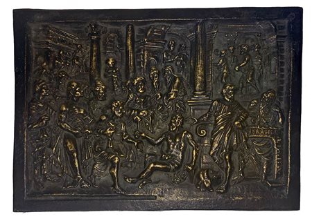 Placca in bronzo raffigurante scena biblica riportante scritta "Israel...