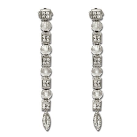 Orecchini pendenti in oro bianco 18kt e diamantipeso 6 gr.taglio brillante ct...