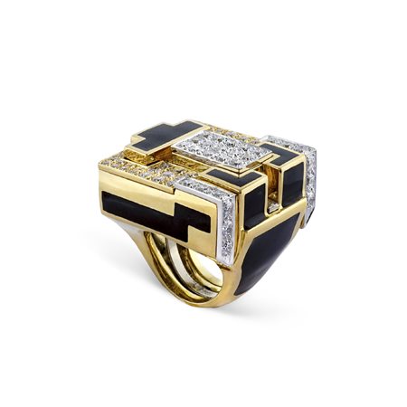 David Webb, anello scultura "Mega Cubist Ring"peso 65 gr.montato in oro...