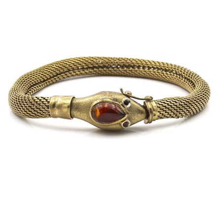 Bracciale a serpente in oro giallo 18ktprimi '900peso 25 gr.maglia a tessuto,...