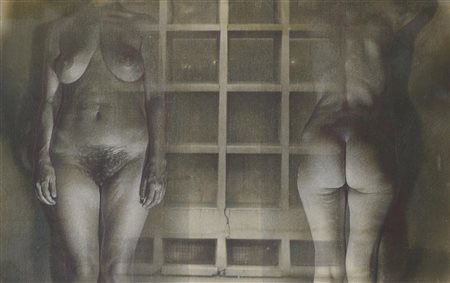 Gianfranco Brambilla DUE NUDI E STRUTTURE acrilico su tela, cm 71,5x113