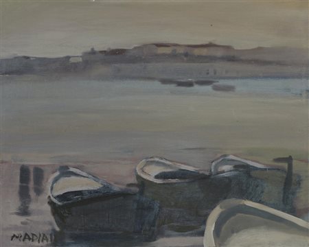 Mario Madiai (1944) PORTICCIOLO olio su tela, cm 40x50 firma
