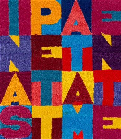 Alighiero Boetti "Inaspettatamente" 1987
ricamo
cm 17,5x15,5
Firmato e datato 19