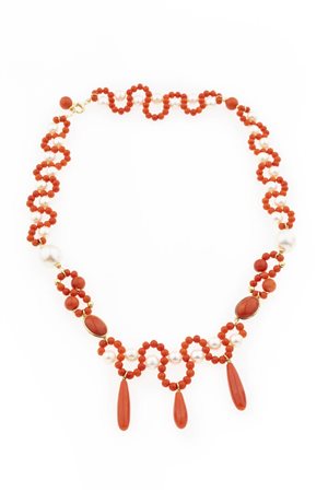 COLLANA<BR>CL100, PERLE, CORALLO