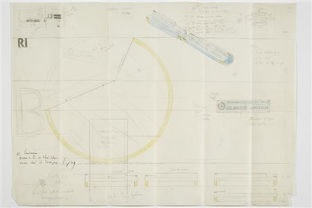 Carlo Scarpa Sezione, assonometria, proiezioni ortogonali, schizzi e annotazioni