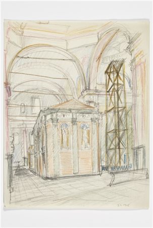 Tomaso Buzzi Disegno raffigurante l'interno di una chiesa seicentesca. s.l. 03.0